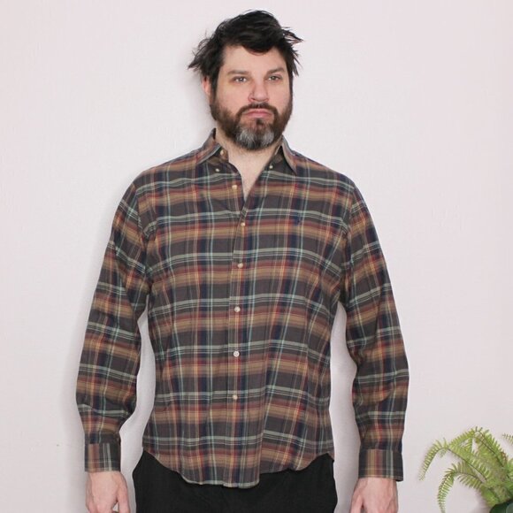 Ralph Lauren Other - Ralph Lauren Brown Plaid Button Down Shirt Men's XL